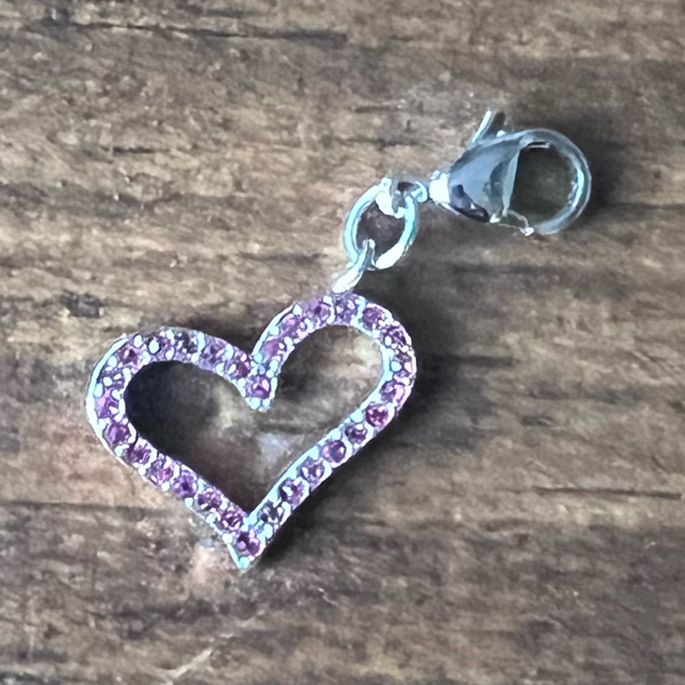 Pink pave heart dangle
